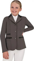 QHP Turnierjacke Juliet Junior für Kinder wasserabweisend aus Nylon in Schwarz oder Grau – Bild 1 von 2