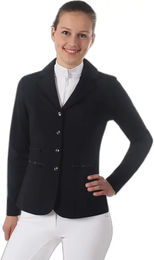 QHP Turnierjacket Juliet Damen Schwarz mit Glitzerband aus Stretchgewebe Größe 40 – Bild 1 von 7