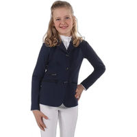 Produktbild von QHP Turnierjacket Juliet Junior Mädchen Blau Wasserabweisend mit Glitzerband Größe 152