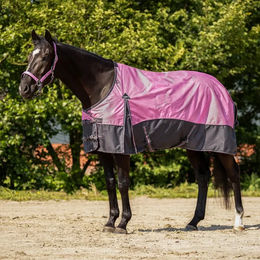QHP Turnout Rug Collection 0g Outdoor-Pferdedecke aus Polyester in Schwarz oder Rosa – Bild 1 von 2