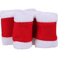 Produktbild von QHP Weihnachtsbandagen für Ponys 4er Set Rot mit weißem Plüschrand