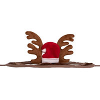 Produktbild von QHP Weihnachtsmütze mit Geweih für Pferde in Rot und Braun aus Polyester