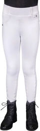 QHP Winter Reitleggings Juliet Junior für Mädchen mit Full Grip in Weiß – Bild 1 von 2