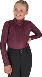 QHP Zahra Langarm-Reit-Poloshirt für Kinder aus Polyester in Rot oder Lila Größe 152 – Bild 1 von 6