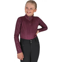 Produktbild von QHP Zahra Langarm-Reit-Poloshirt für Kinder aus Polyester in Rot oder Lila Größe 152