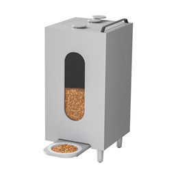 QLS Futterautomat aus Holz mit Schale Grau für Hunde und Katzen - 20 l – Bild 1 von 4