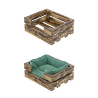 Produktbild von QLS Holz Haustierbett für Katzen und kleine Hunde Braun 45x36 cm Liegekorb
