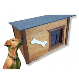 QLS Hundehütte aus Holz für Hunde Outdoor winterfest isoliert Braun 67 x 52 cm – Bild 1 von 11