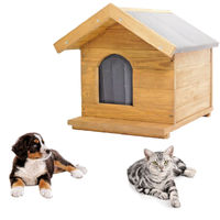 Produktbild von QLS Hundehütte aus Holz wetterfest Braun Klein