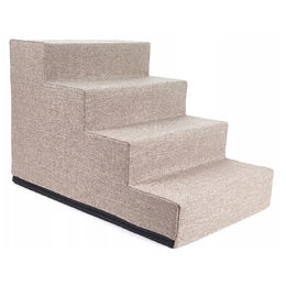 QLS Hundetreppe und Katzentreppe mit 4 Stufen in XL mit Stoffbezug Beige – Bild 1 von 5