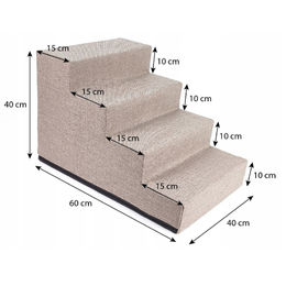 QLS Hundetreppe und Katzentreppe mit Stoffbezug in Beige XL 4 Stufen – Bild 1 von 6