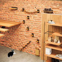 Produktbild von QLS Katzen Kletterwand Set LOFT zur Wandmontage aus Holz und Metall in Braun und Schwarz