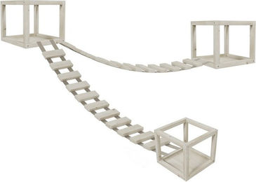 QLS Katzen-Kletterwand zur Deckenmontage aus Holz mit 2 Brücken und 3 Liegen – Bild 1 von 1