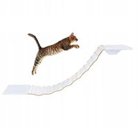 Produktbild von QLS Katzenbrücke Set mit 2 Katzenliegen aus Holz in Weiß 130 cm inklusive Kratzmatte