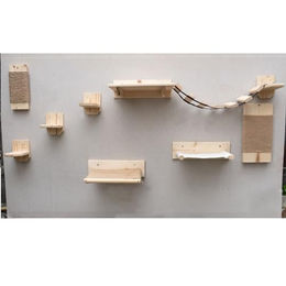 QLS Katzenhängematte XXL Wandliege aus Holz in Braun – Bild 1 von 4