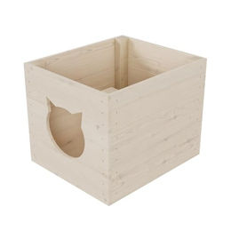QLS Katzenhaus aus Holz passend für Kallax-Regal Katzenhöhle unbehandelt 33 x 38 x 29 cm – Bild 1 von 4