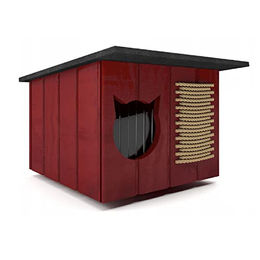QLS Katzenhöhle aus Holz für draußen winterfest isoliert 56x47 cm – Bild 1 von 5