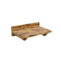 Produktbild von QLS Katzenkletterwand aus Holz als Wandliege und Katzenregal XXL Braun Geflammt und Lackiert