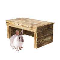 Produktbild von QLS Kleintierhaus aus Holz für Kaninchen und Meerschweinchen Outdoor geflammt Braun