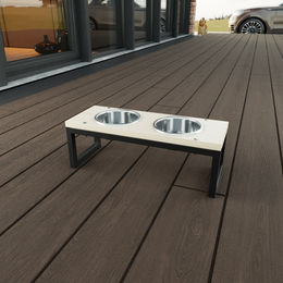 QLS Napfständer für Hunde Doppel Futternapf aus Holz und Stahl 17,5 cm – Bild 1 von 6