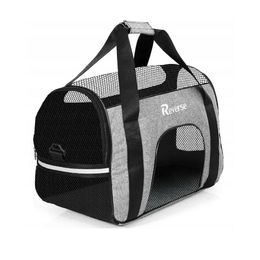 QLS Transportbox Tragetasche für Katzen und Hunde aus wasserfestem Oxford-Gewebe Grau Transparent 52x25x34 cm – Bild 1 von 6