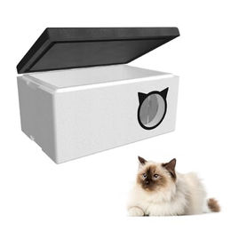 QLS Wetterfestes Katzenhaus aus Styropor mit Vorhang 58x38 cm – Bild 1 von 13