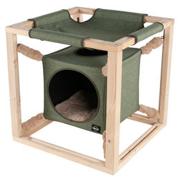 QUAPAS! Katzenhöhle Catcube L aus Plüsch in Grün – Bild 1 von 1