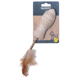Quapas Katzenspielzeug Fisch Stick aus Stoff mit Federn in Beige – Bild 1 von 2