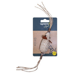 Quapas! Katzenspielzeug Sisalmaus mit Angel und Federn in Beige – Bild 1 von 2