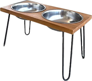 Quapas! Premium Teak Futterstation Erhöhter Napf aus Holz Braun Größe L – Bild 1 von 2