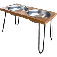Produktbild von Quapas! Premium Teak Futterstation Erhöhter Napf aus Holz Braun Größe M