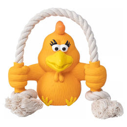 Produktbild von Quapas Toy Fun Quietschspielzeug Huhn aus Latex mit Seil Gelb