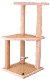 Quibropets Kratzbaum für Katzen aus Samt in Grau und Beige 40 x 40 x 87 cm – Bild 1 von 1