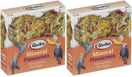 Produktbild von Quiko Pickstein Mineral Flower-Mix bunter Mineralstein zur Zahnpflege für Vögel wie Kanarienvögel, Wellensittiche und Papageien 180g
