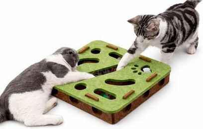 Produktbild von R2 Invest Tier-Beschäftigungsspielzeug Interaktives Katzenspielzeug Box mit 3 Bällen