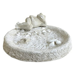 Produktbild von Radami Vogeltränke Vogelbad Wasserstelle mit Frosch Grau - 5 kg