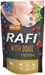 Produktbild von RAFI mit Wachteln, Heidelbeeren und Preiselbeeren für Hunde - 500 g