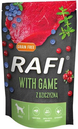 Produktbild von RAFI Nassfutter mit Wildfleisch, Blaubeeren und Preiselbeeren für Hunde 500 g