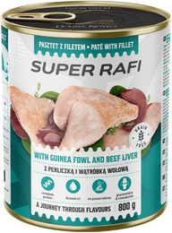 Produktbild von RAFI Super Nassfutter mit Perlhuhn und Rinderleber Pastete für adulte Hunde aller Rassen getreidefrei 800g