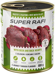 Produktbild von RAFI Super Nassfutter mit Reh und Entenherzen für adulte Hunde aller Rassen getreidefrei 800g