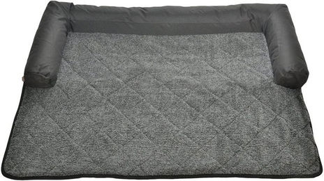 RAIKOU Hundematte Hundebett mit Lehne Waschbares Hundekissen mit Sofaschutz Hundesofa, 100 % Polyester(Teddy-Fleece), Weiches Teddy-Fleece Abnehmbarer Bezug – Bild 1 von 5