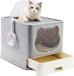 Produktbild von RAIKOU Katzentoilette mit Geruchsschutz, Schaufel und Schublade, faltbar