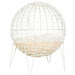 Rattan Katzenkorb Katzenhöhle Katzenbett mit Kissen erhöhtes Design – Bild 1 von 9