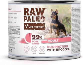 Produktbild von RAW PALEO Nassfutter für Hunde mit Schweine- und Lammfleisch für adulte Hunde 200g