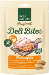 Produktbild von REAL NATURE Original Deli Bites Hühnerfilet mit Süßkartoffeln - 150 g