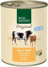 Produktbild von REAL NATURE Original Light Nassfutter für Hunde Rind und Kalb - 24 x 800 g