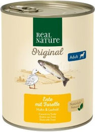 REAL NATURE Original Nassfutter für Hunde Adult Ente mit Forelle - 12 x 800 g – Bild 1 von 3