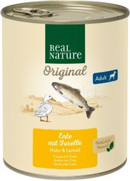 Produktbild von REAL NATURE Original Nassfutter für Hunde Adult Ente mit Forelle - 24 x 800 g