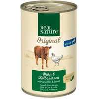 Produktbild von REAL NATURE Original Nassfutter für Hunde Adult Kalbsherzen und Huhn - 6 x 400 g