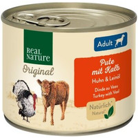 Produktbild von REAL NATURE Original Nassfutter für Hunde Adult Pute mit Kalb - 12 x 200 g